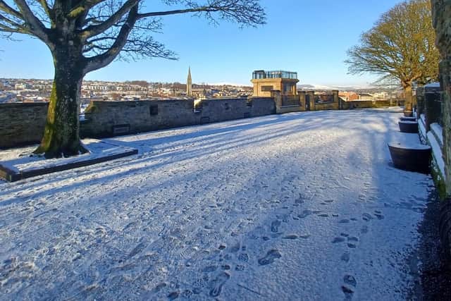A heavy dusting of snow on the Derry Walls in January.