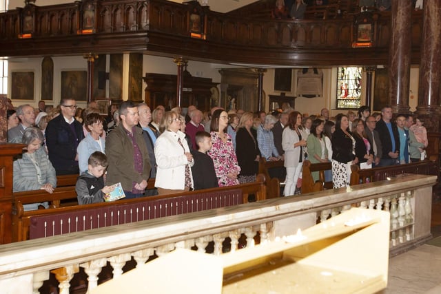 A section of the attendance at Sunday’s Mass in the Long Tower Church.