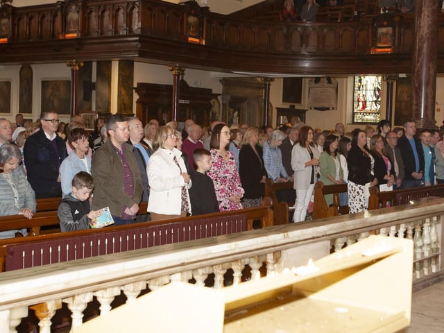 A section of the attendance at Sunday’s Mass in the Long Tower Church.