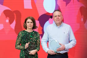 David McCay from North West Regional College is pictured with Joanne Manship from Oldham College, joint winner of the Skills Competition Diversity Champion Award.