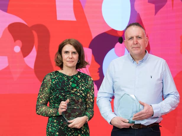 David McCay from North West Regional College is pictured with Joanne Manship from Oldham College, joint winner of the Skills Competition Diversity Champion Award.