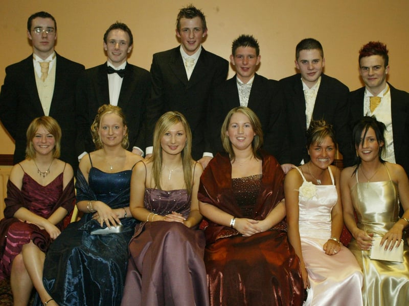 Belle and Beaus of the ball.  thornhill College girls with some of the escorts to the Formal in the White Horse Hotel.  (0203JB45):Attendees enjoying the Thornhill College formal in April 2004.