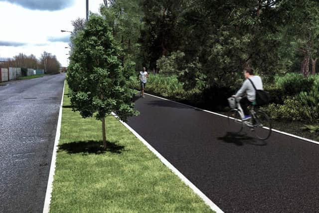 An artist's impression of the greenway along Bay Road in Derry.