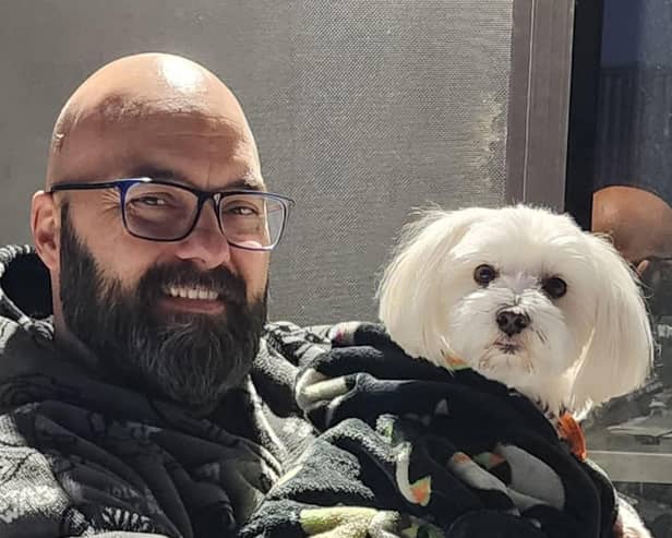 Martin with little Maltese pup Marley.