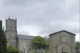 Bishop Maginn’s tombstone at St. Mary’s Church Cockhill Buncrana. Photograph by Vincent Deehan.