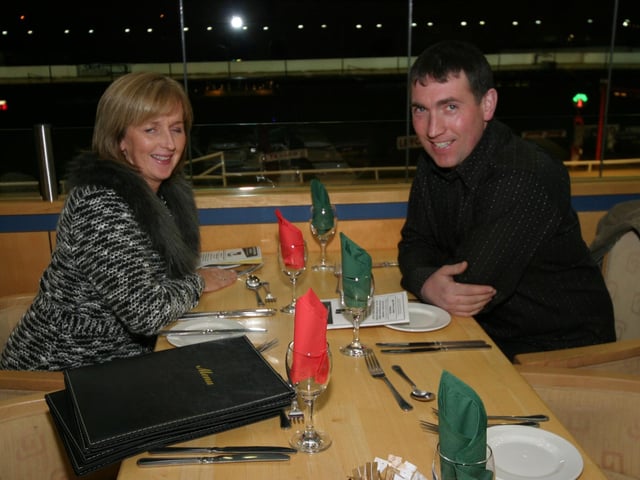 Rosemary Gallen and Columba Gallen enjoy a night at Lifford Races 0001/JML : Parties across Derry in January 2006.