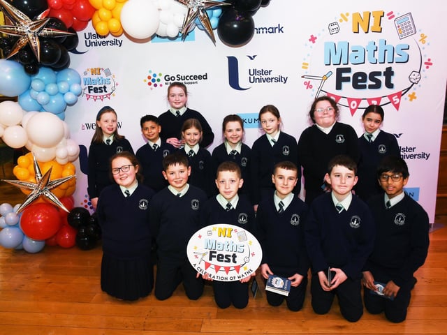 Long Tower Primary School pupils pictured at the Foyle Kumon NI Maths Fest in the Guildhall. : .