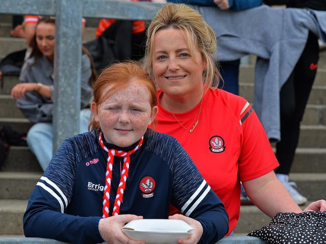 Derry fans at the game against Armagh in Celtic Park. Photo: George Sweeney