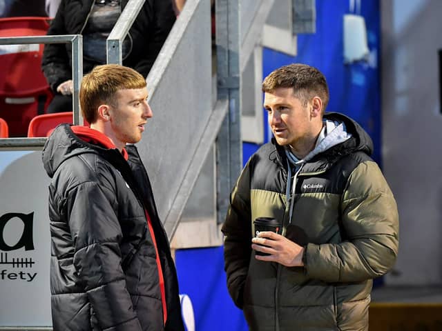 Sam Todd chats with Patrick McElheney. Photograph: George Sweeney