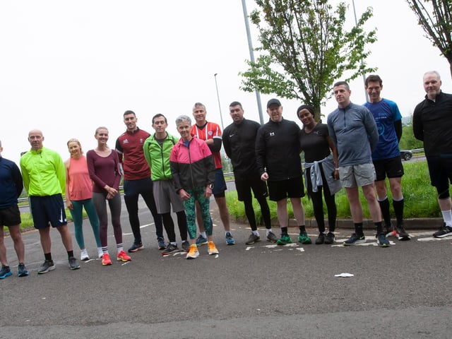 Some of the parents and grandparents who took part in Friday’s run.