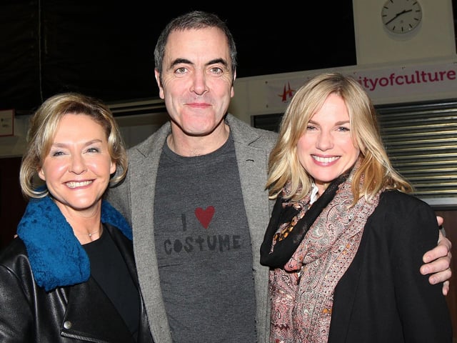 Eva Birthistle pictured with Amanda Burton, an actress also from Derry, and James Nesbitt. Birthistle was born in Wicklow but moved to Derry when she was 14, where she attended Foyle College. She has won multiple awards in her career and is best known for her roles in Bad Sisters and Ae Fond Kiss. Picture by Margaret McLaughlin