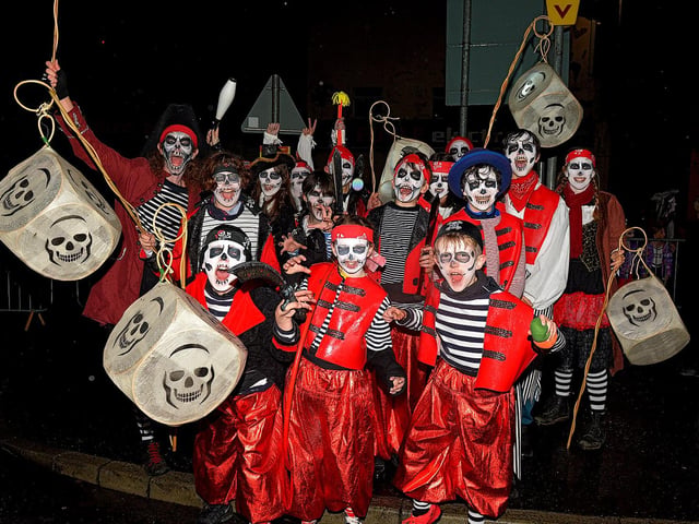 In Your Space Circus took part in the Derry Halloween carnival parade, through the city centre, on Monday evening. Photo: George Sweeney.  DER2244GS – 074