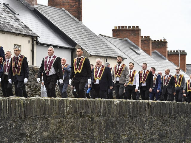 ABOD parade on Derry’s Walls on Saturday morning.  Photo: George Sweeney