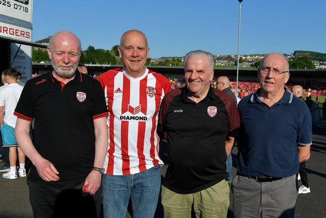 Derry City fans at the game against Shelbourne in the Ryan McBride Brandywell Stadium. Photo: George Sweeney. DER2321GS - 63