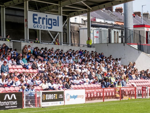 Participants at the Derry Diocese Fan The Flame annual Mass 2025 in Celtic Park.