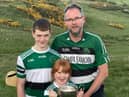 Na Magha's Gearalt O Mianain pictured with his son Fionan and daughter Laoise at the Derry Poc Fada.