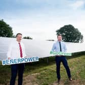 Enerpower Sales Director John Carty pictured with Luke Deasy, Operations Director at Enerpower and Owen Power, Managing Director of Enerpower. Enerpower have developed Ireland's largest solar farm with help from NWRC and cross-border InterTradeIreland programme. (Pic DAVID CLYNCH)