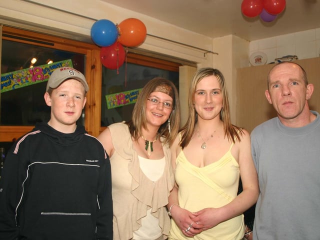 Caroline with Cousin Neil Cousin Kelly and Uncle Neil at the 18th Party. 3587/dd : Parties in Derry in Spring 2006.