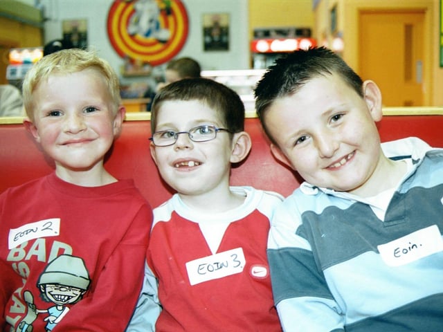 The three Eoins; Eoin Robinson, Eoin Godfrey and Eoin McCloskey, pictured at the Fun Factory. 150503HG6