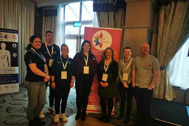 Pink Ladies representatives with representatives from Bogside and Brandywell Health Forum and Old Library Trust.