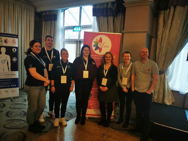 Pink Ladies representatives with representatives from Bogside and Brandywell Health Forum and Old Library Trust.