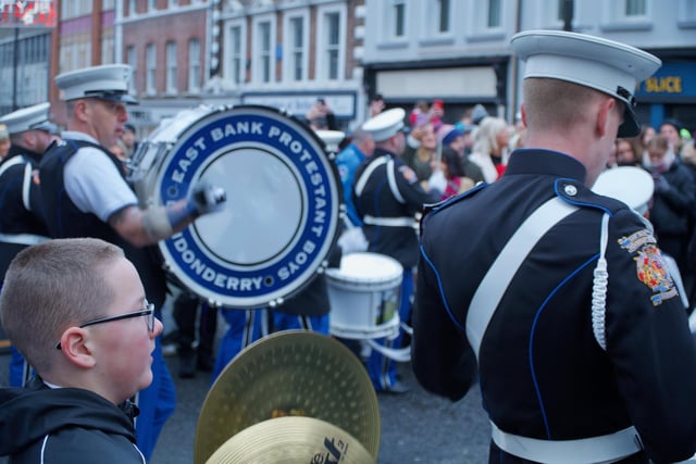 The East Bank Protestant Boys band taking part in the 'Shutting of the Gates' celebrations.