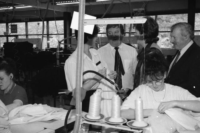 Presidential candidate Mary McAleese chats to workers at Fruit of the Loom in Buncrana.