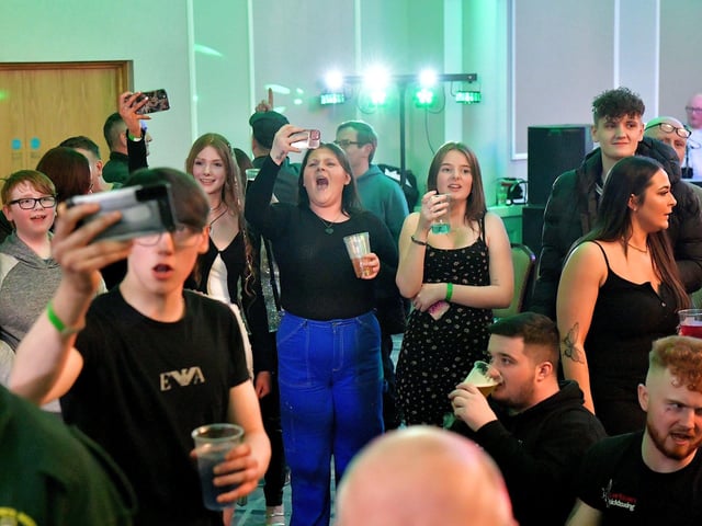 Fans at the Big Fight Night held in the Everglades Hotel on Saturday evening last. Photo: George Sweeney.  DER2312GS – 96