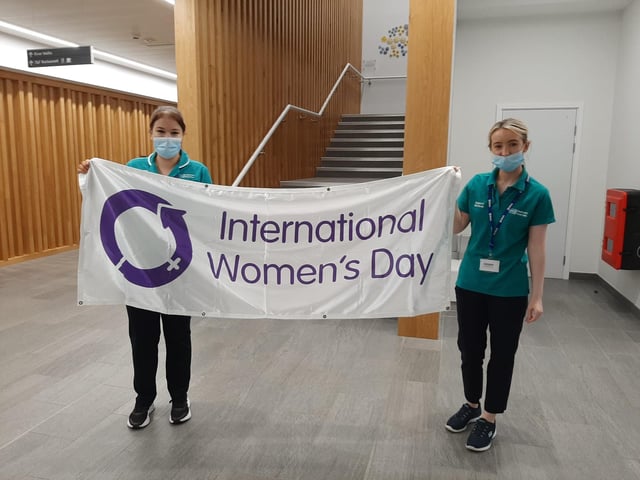 Health service workers celebrating International Women's Day at the Western Trust