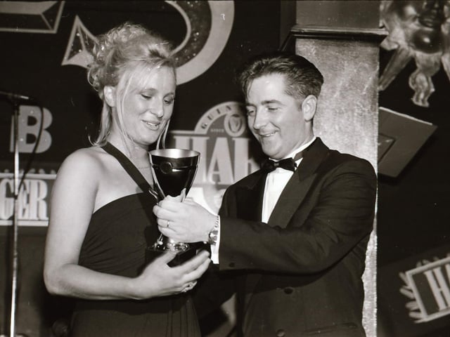 The finalists of the 1995 Miss Derry competition pictured at the final in Squires Nightclub.