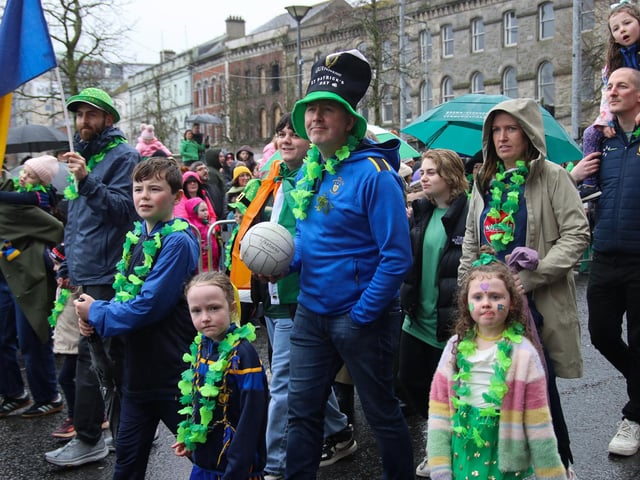 Group taking part in the St. Patrick’s Day Parade. (Photo - Deirdre Heaney, nwpresspics)