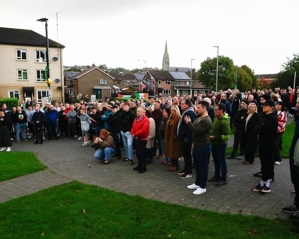 People gathered at Free Derry Wall in support of the Garvaghy Road residents on Friday night.  (Photo - Tom Heaney, nwpresspics)