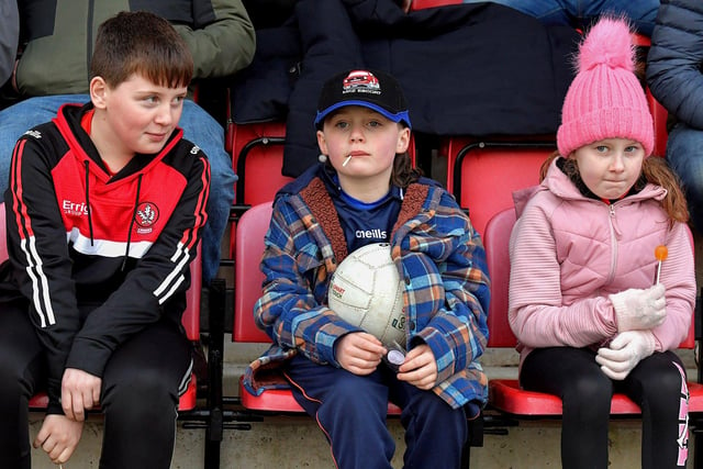 Fans pictured at the Derry v Meath Allianz Football League game at Owenbeg on Saturday. Photo: George Sweeney. DER2308GS – 31