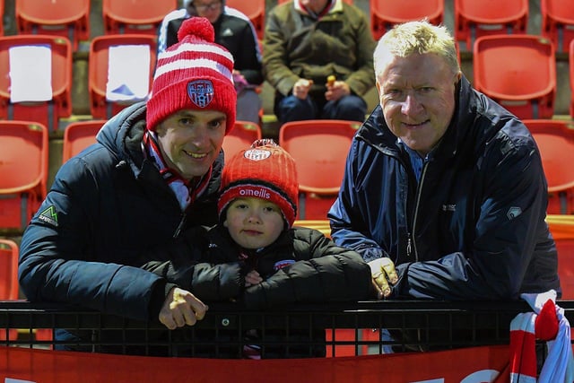 Derry City chairman Philip O'Doherty with family members at the Brandywell on Friday evening. Photo: George Sweeney