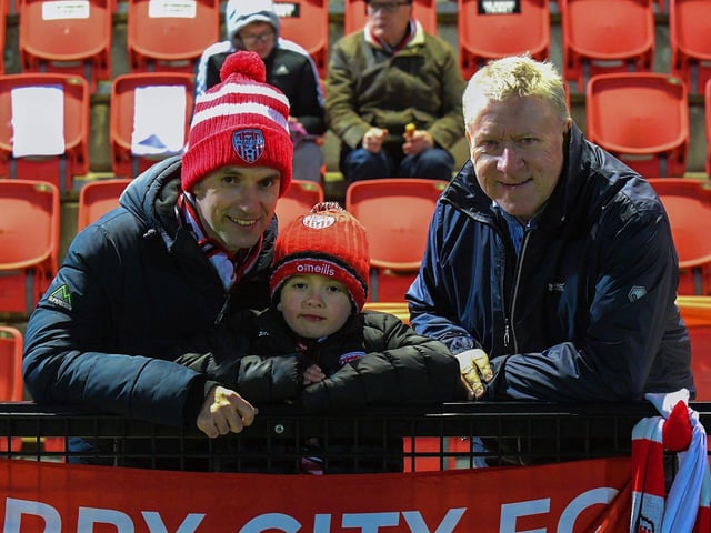 Derry City chairman Philip O'Doherty with family members at the Brandywell on Friday evening. Photo: George Sweeney