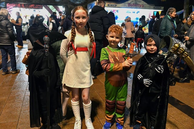 Revellers, performers and early contenders for the best Halloween costume converged on Derry’s city centre on Monday evening for the opening of the 2024 Halloween festivities.  Photo: George Sweeney