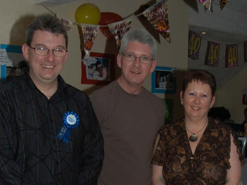 Birthday boy Michael with friends and family on his 40th birthday.