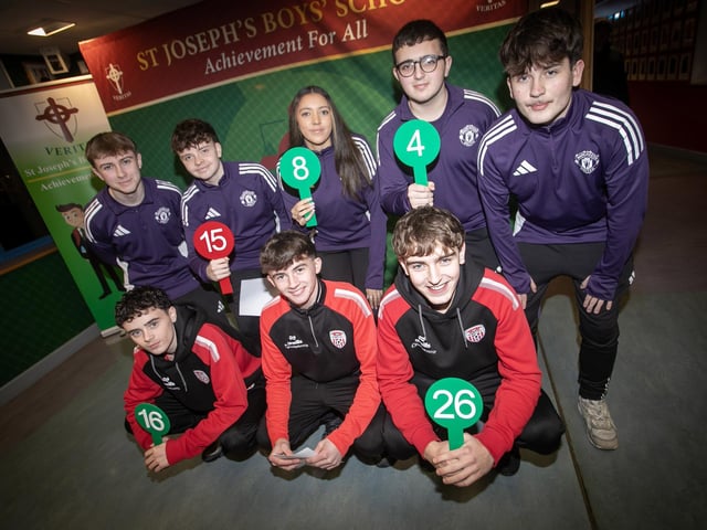 Some of the young students from the Manchester United Foundation and the Derry City FC Foundation helping out at the St. Joseph's Open Night. (Photos: Jim McCafferty Photography)