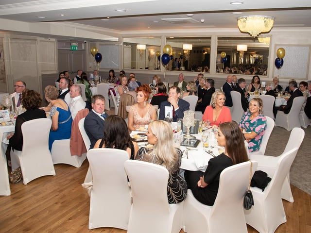 The packed function room at the Carndonagh Traders Business and Community Awards in the Ballyliffen Lodge Hotel on Saturday night last. Photo Clive Wasson.