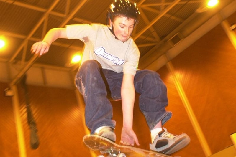 A skater shows off his skills in 2004.
