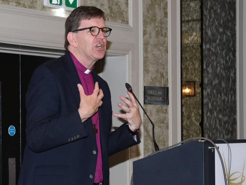 Bishop of Derry and Raphoe, the Rt Rev Andrew Forster speaking at the welcome meeting.  (Photo - Deirdre Heaney, nwpresspics)