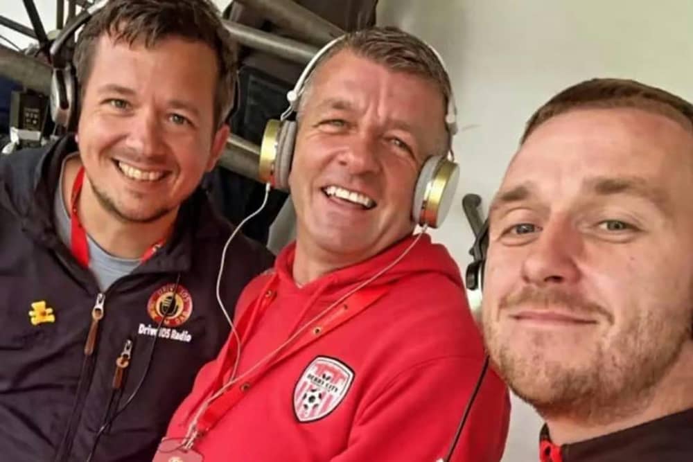 AWARD WINNERS . . . .Some of the Matchday Live team, Dee Curran, Stephen McClelland and Mikhail Kennedy.
