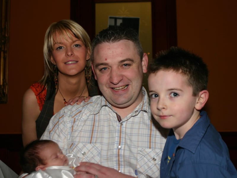 Casey Leigh pictured with Gemma, Hugh, and Caoimhin at the party. 877/dd : Casey Leigh Johnston's baptism party.
