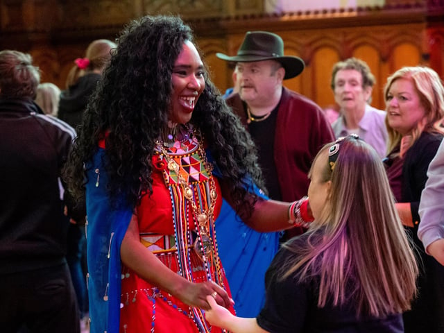 The Mayor Councillor Lilian Seenoi-Barr hosted an Afrobeat Tea dance in the Guildhall which blended traditional waltzes with a selection of upbeat tunes bringing people to their feet on the dance floor of the main hall. Picture Martin McKeown. 09.10.24