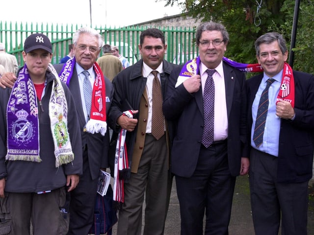 John Hume with some of the Real Madrid travelling party.