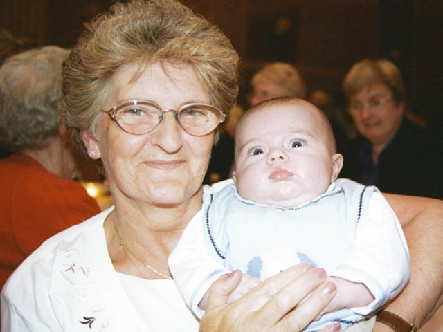 65th birthday girl Monica Wilson pictured with 11 week old great grandson Christopher. 290503HG17 