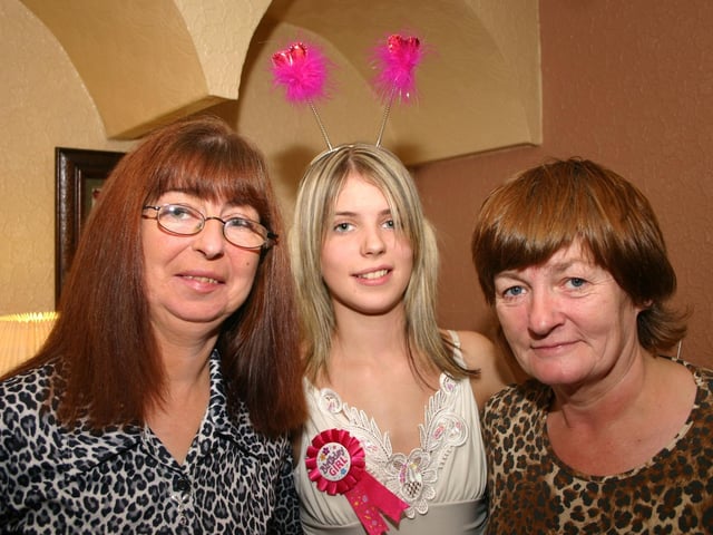 Danielle with mum Gearldine and neighbour Margo 9274 dd : Derry Parties & Celebrations October 2005: Danielle Rodgers.