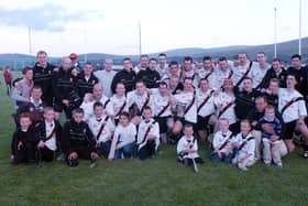 COUNTY CHAMPIONS....The Dungiven team who defeated Ballinscreen 3-08 to 2-10 in the 2003 Senior County Hurling Final at Banagher on Sunday. (0209C30)