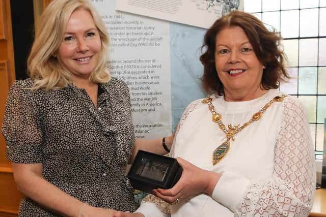 Mayor of Derry and Strabane, Councillor Patricia Logue, pictured with Philippa Charles, director of the Garfield Weston Foundation on a special visit to the city last week when she had the opportunity to visit the Guildhall and the Tower Museum. The Garfield Weston Foundation is one of a number of key funders of the new DNA (Derry~Londonderry on the North Atlantic) Museum project planned for Ebrington Square.