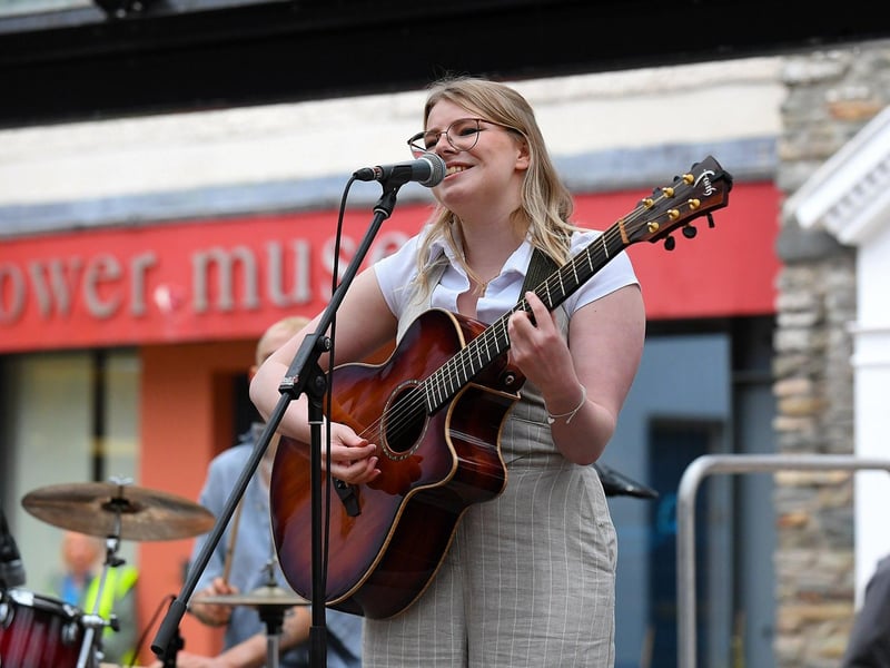 Harriet Rose sings in the Craft Village on Saturday. Photo: George Sweeney